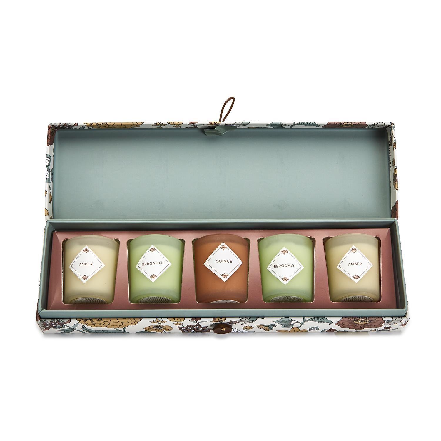 Nature Walk Set of 5 Scented Candles in Gift Box - Elegant Linen
