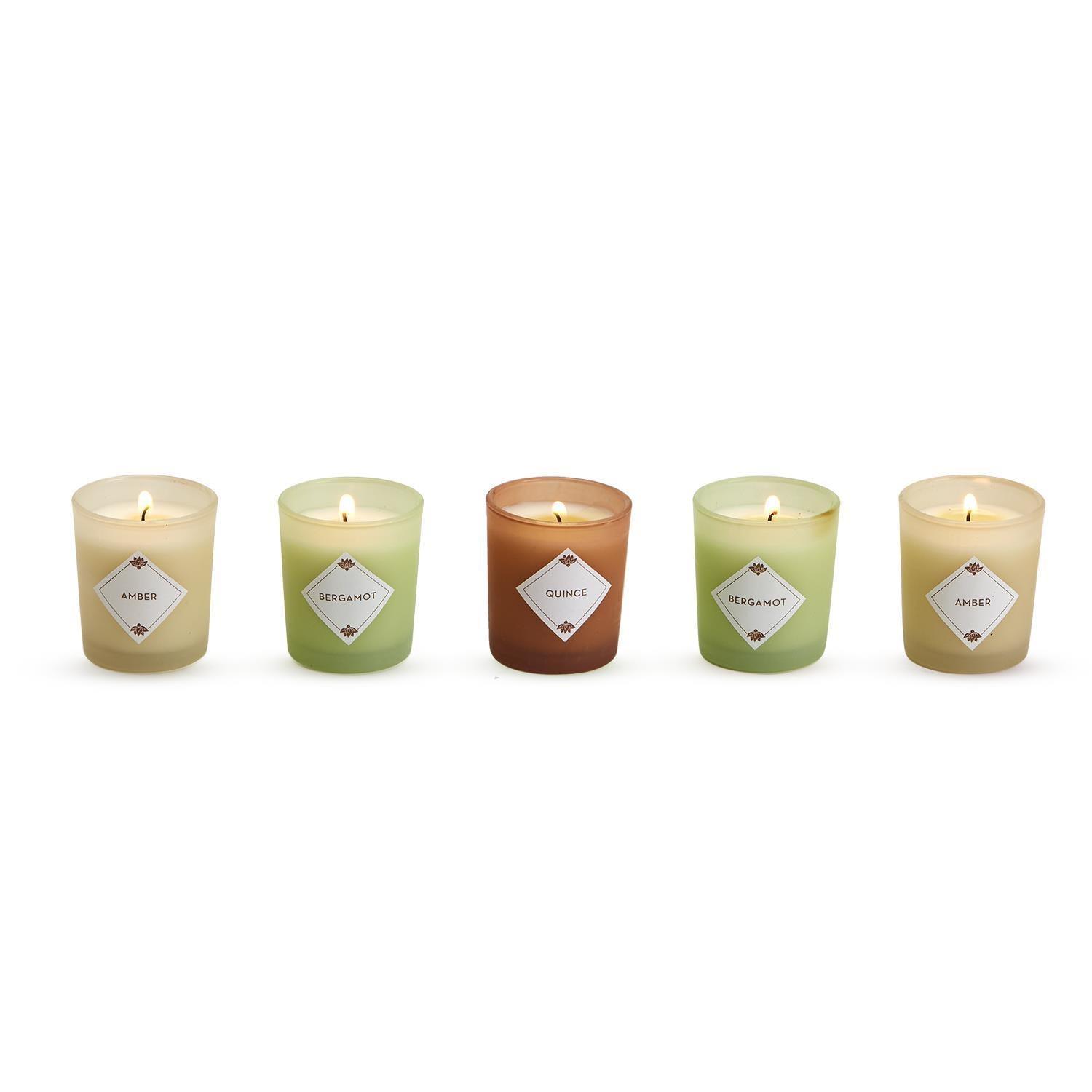 Nature Walk Set of 5 Scented Candles in Gift Box - Elegant Linen