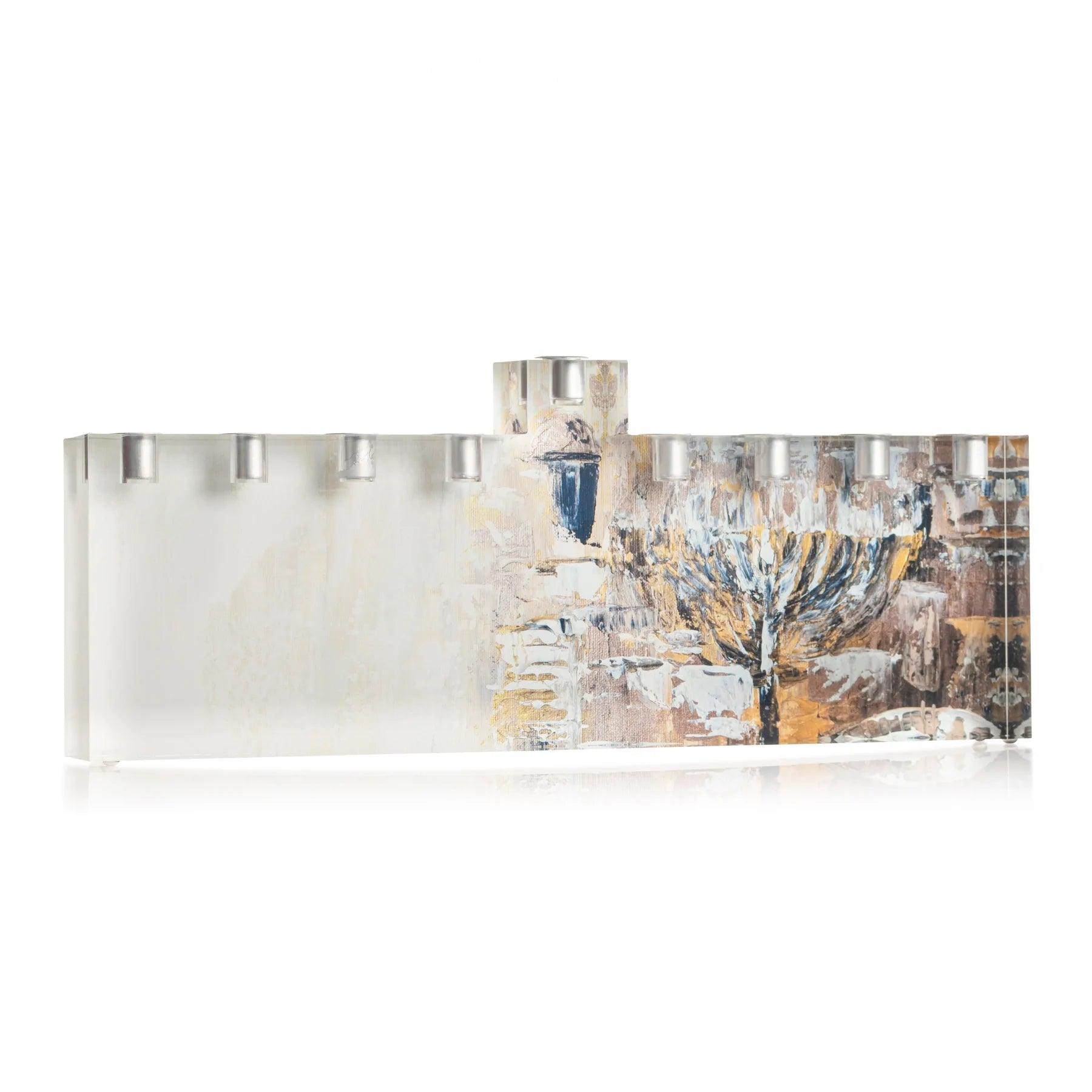 Painted Jerusalem Menorah - Elegant Linen