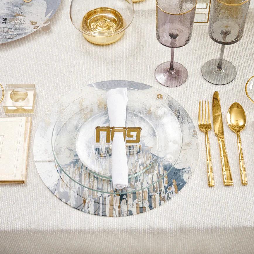 Painted Pesach Chargers (Style 2) - Elegant Linen