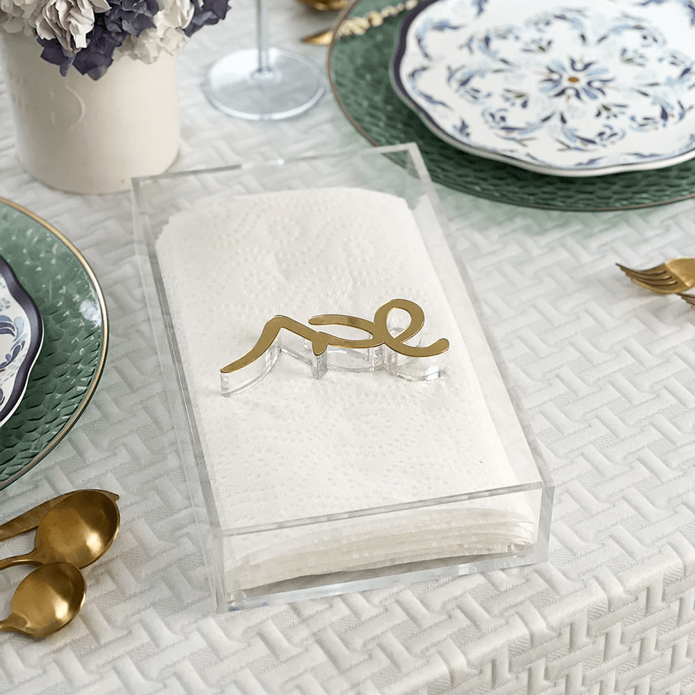 Paper Towel Box With Shabbos Weight - Elegant Linen