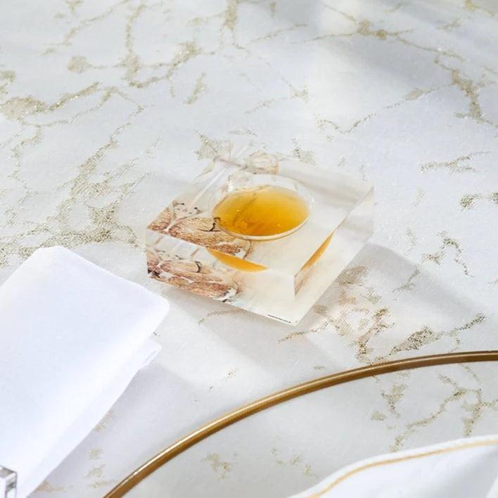 Personal Painted Gold Mini Honey Dish - Elegant Linen