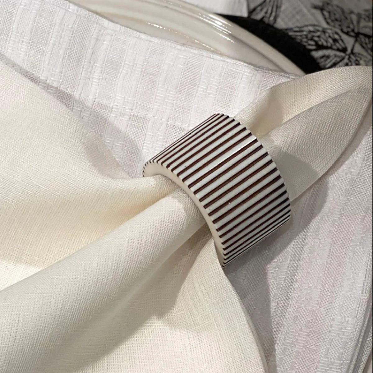 Pinstripe Napkin Ring - Elegant Linen