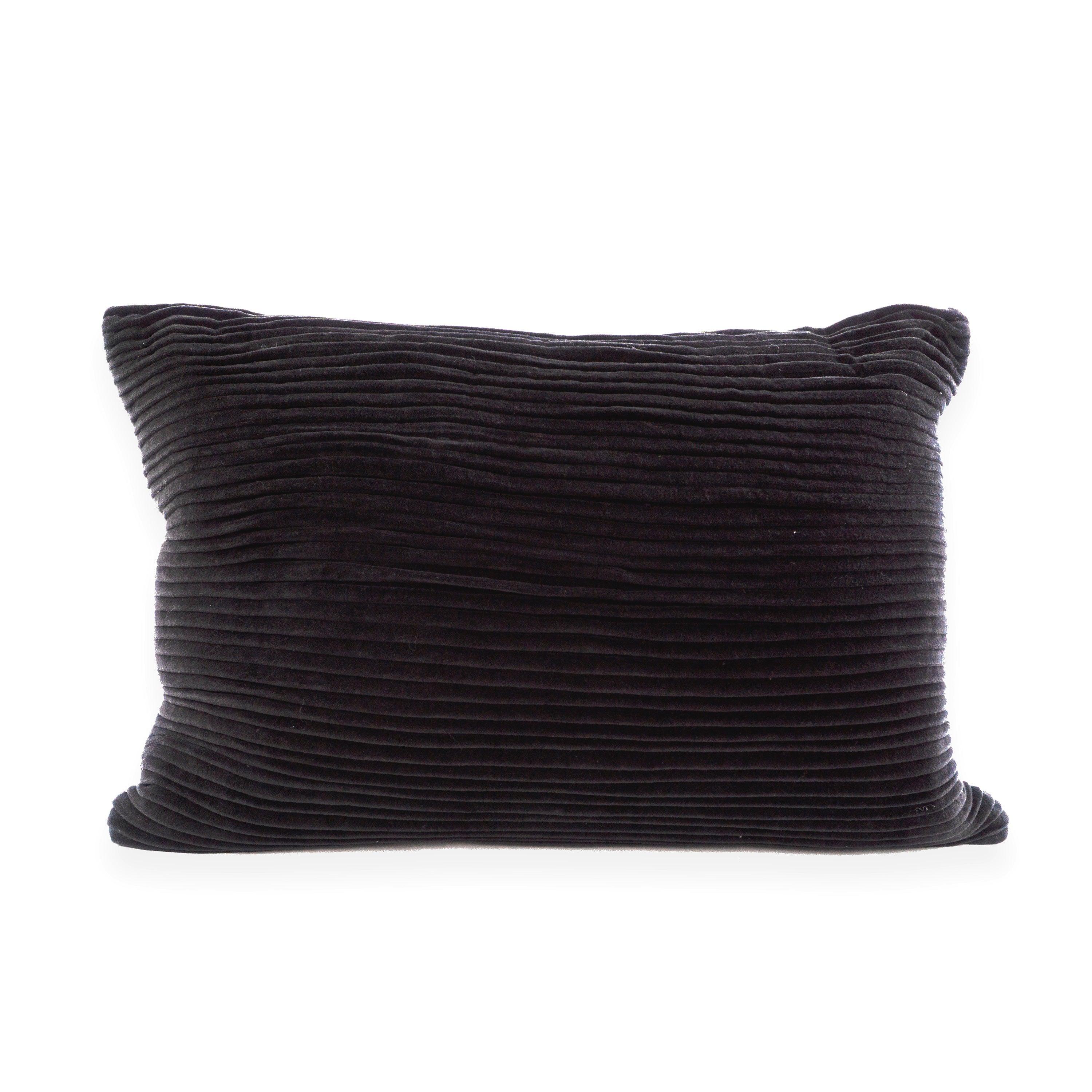 Pleated Black Throw Pillow - Elegant Linen
