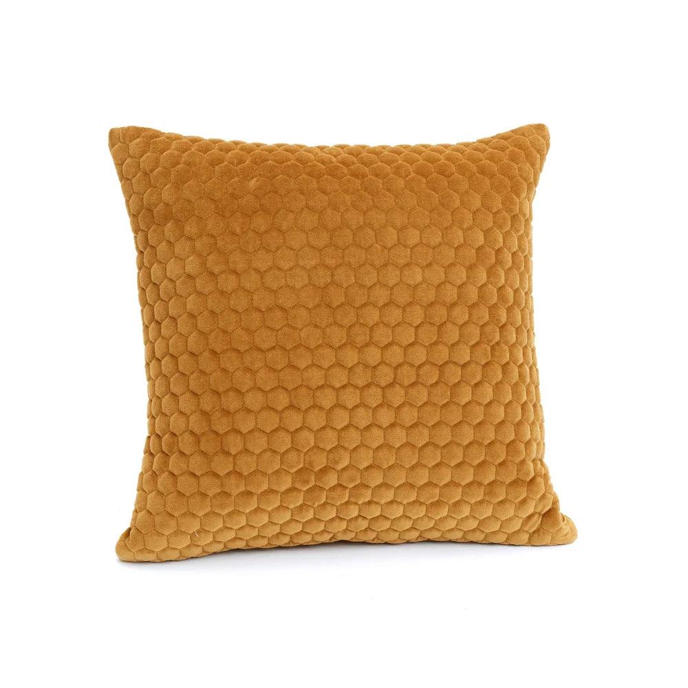 Rhodes Velvet Hexagon Pillow Ochre - Elegant Linen