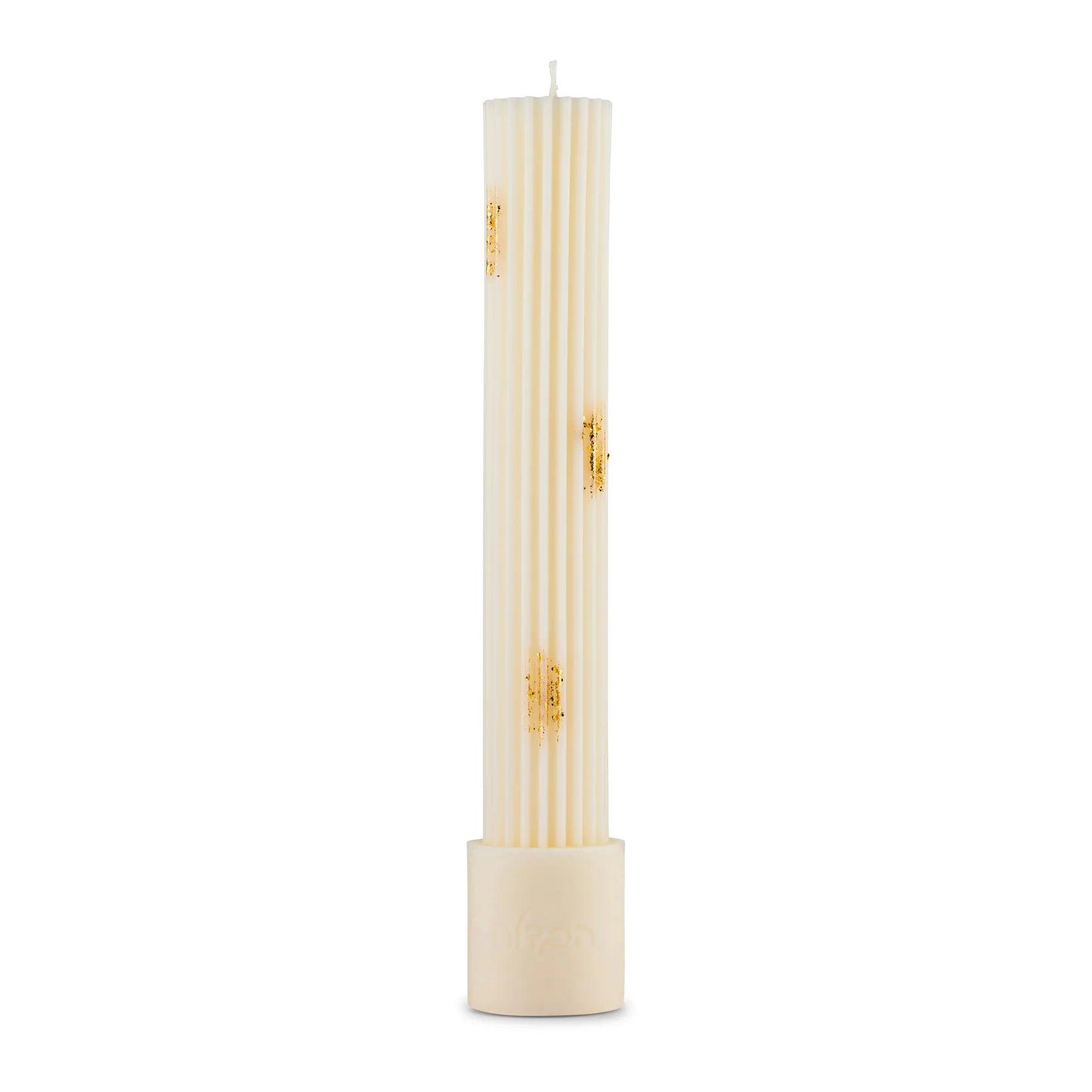 Ribbed Havdalah Candle - Elegant Linen