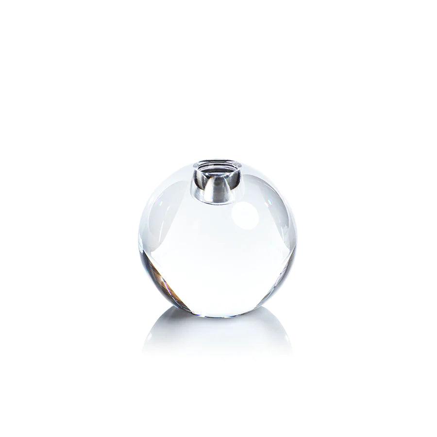 Round Crystal Glass Taper Holder - Elegant Linen