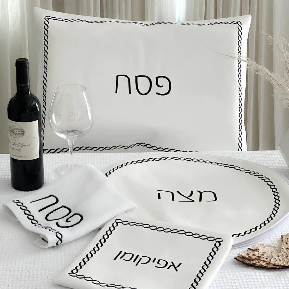 Seder Set Braided Design with Towel - Elegant Linen