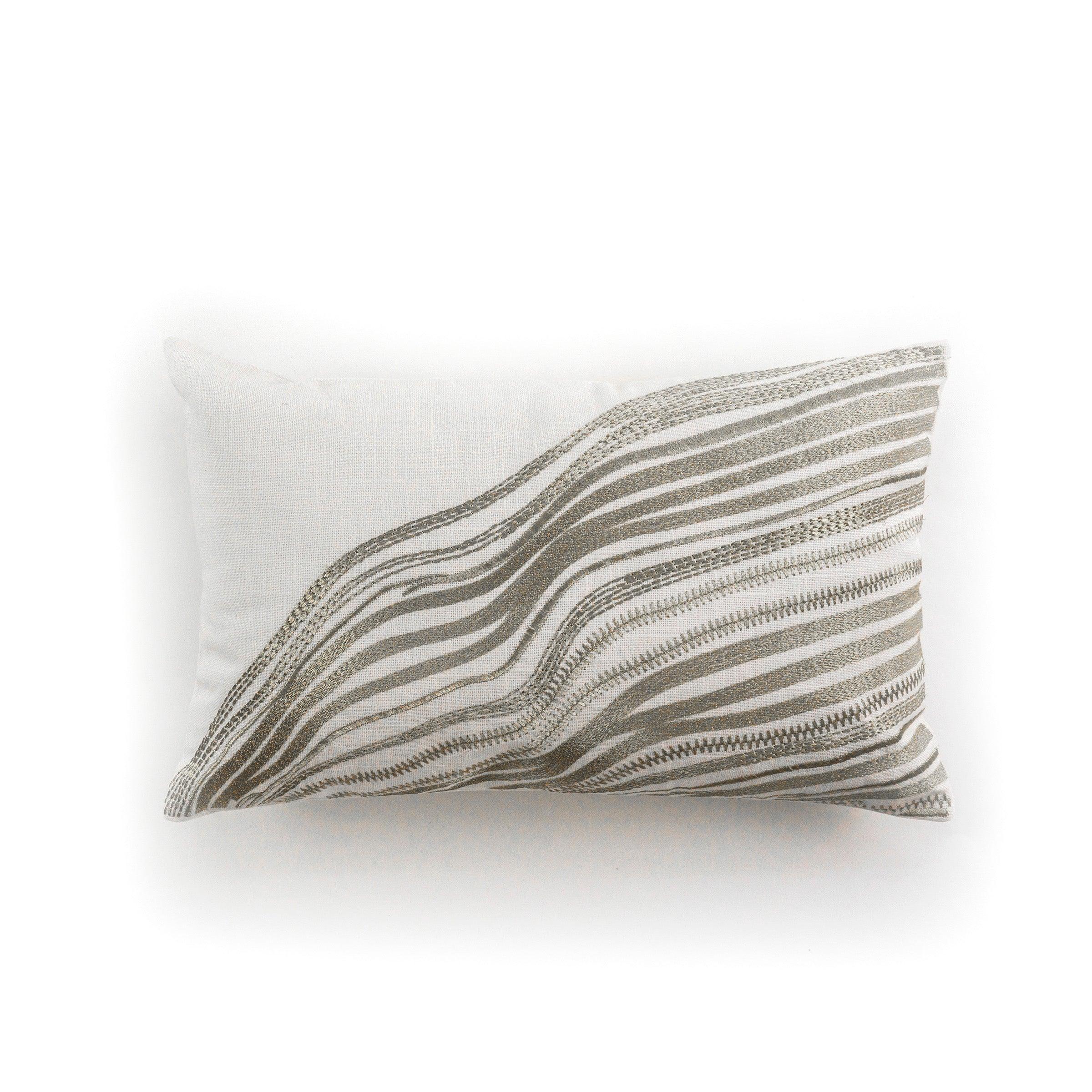 Silver Waves Throw Pillow - Elegant Linen
