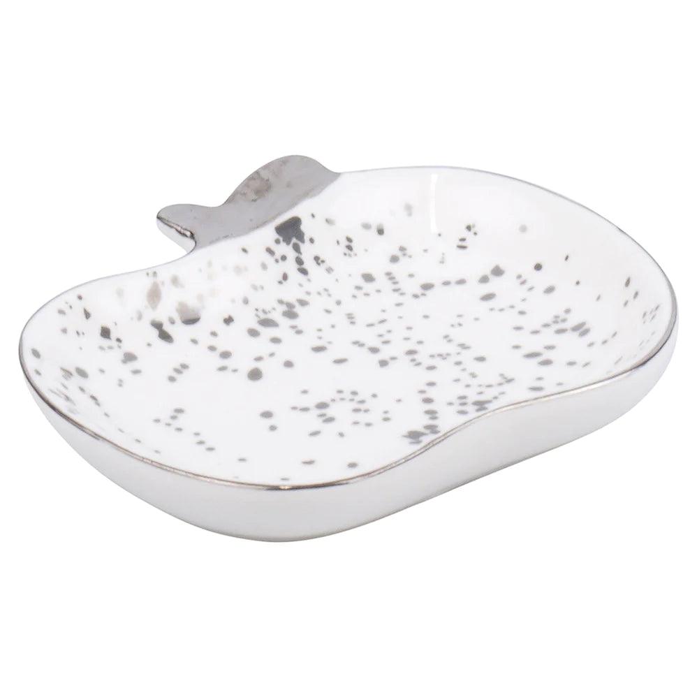 Speckled Ceramic Apple Shaped Dish - Elegant Linen