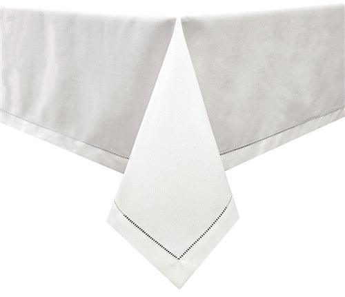 Tablecloth Polyester (Linen Look) TC1551 - White with Hole design Etched at seam - Elegant Linen