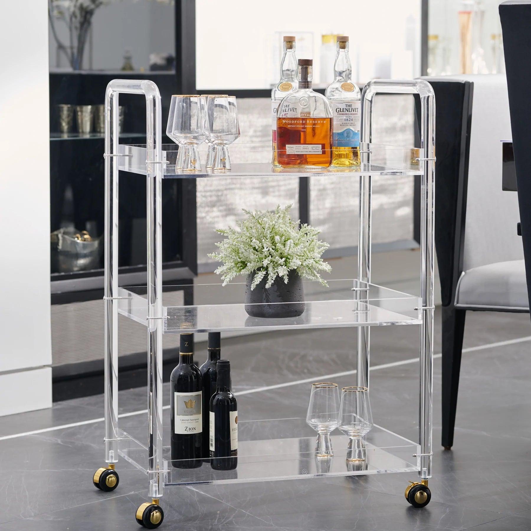 Tall Bar Cart - Elegant Linen
