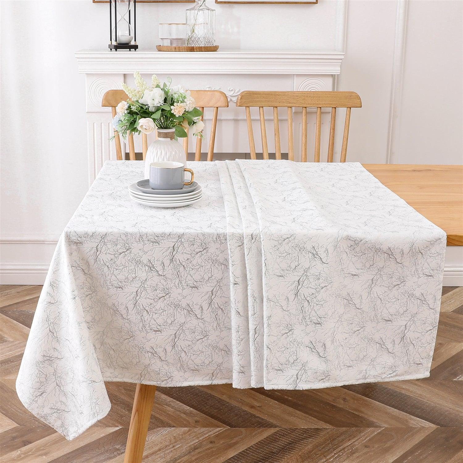 Velvet Tablecloth #1411 Silver Branch - Elegant Linen